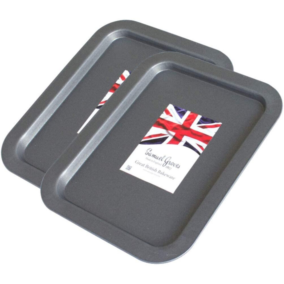 2 X 36cm Large Baking Roasting Oven Tray Superior Double Coated Non Stick Made in England