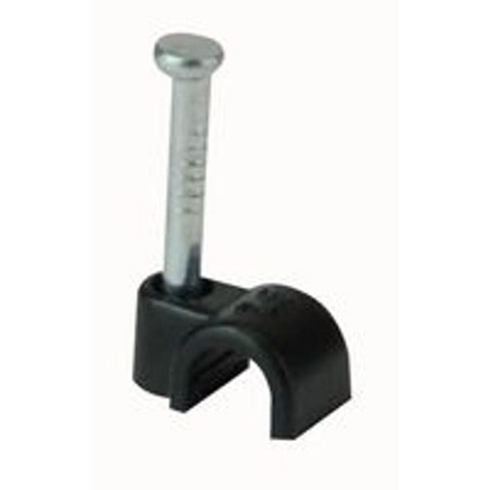 (Black, 4mm) Round Cable Clips - Sizes 3.5mm - 12mm - White / Black - Pack of 100