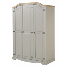 Corona Grey Wax 3 Door Arch Top Wardrobe Bedroom Furniture