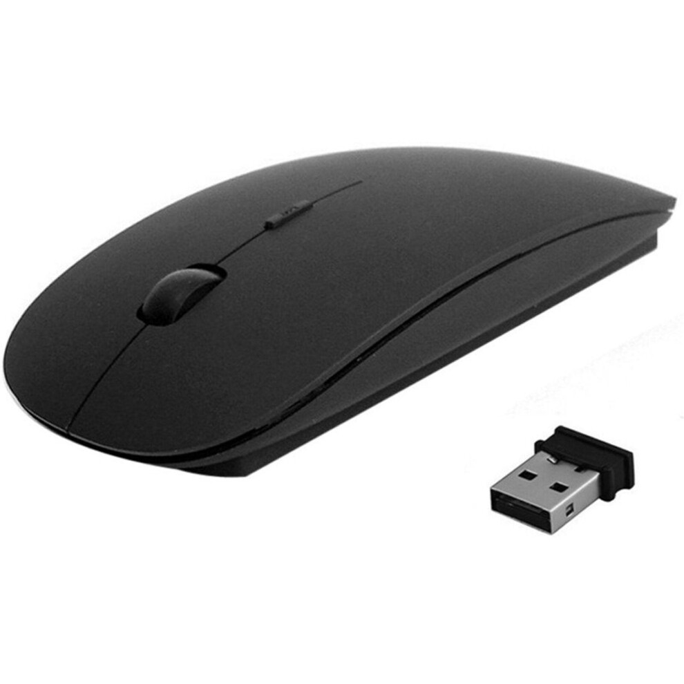 (Black) USB Slim Wireless Mouse - Black / White