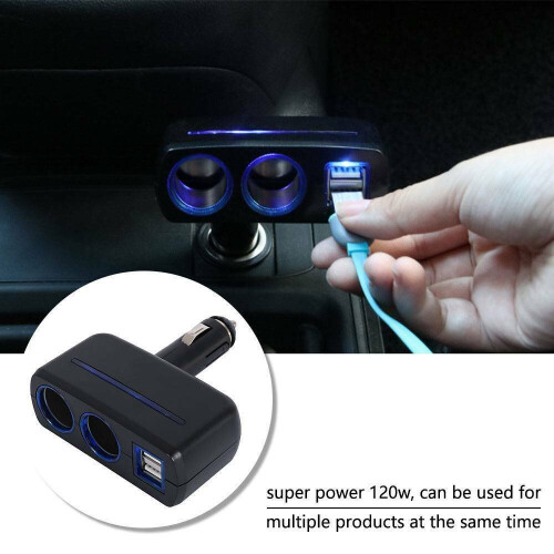 12v 2 Way Dual Port Car Cigarette Lighter Power Socket Charger Adapter 2