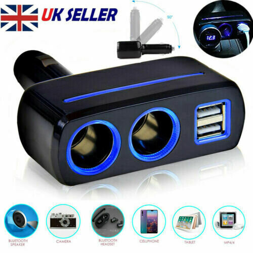 12v 2 Way Dual Port Car Cigarette Lighter Power Socket Charger Adapter 1