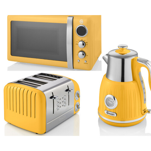 Yellow kettle hot sale toaster and microwave