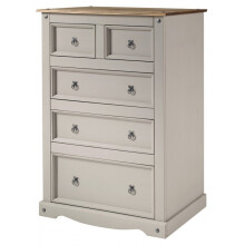 Corona Grey Wax LARGE 2+3 Chest Of Drawers Solid Pine Wooden