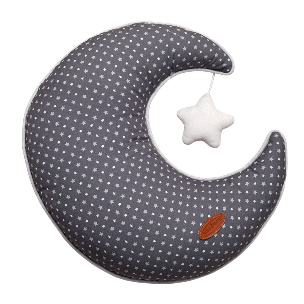 Minidream Moon Shaped Children's Cushion Plush Pillow For Baby & Toddler - Grey