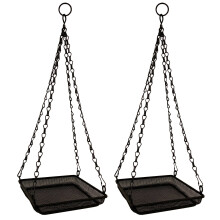 Hanging Metal Bird Seed & Nut Feeder Tray (Pack of 2)