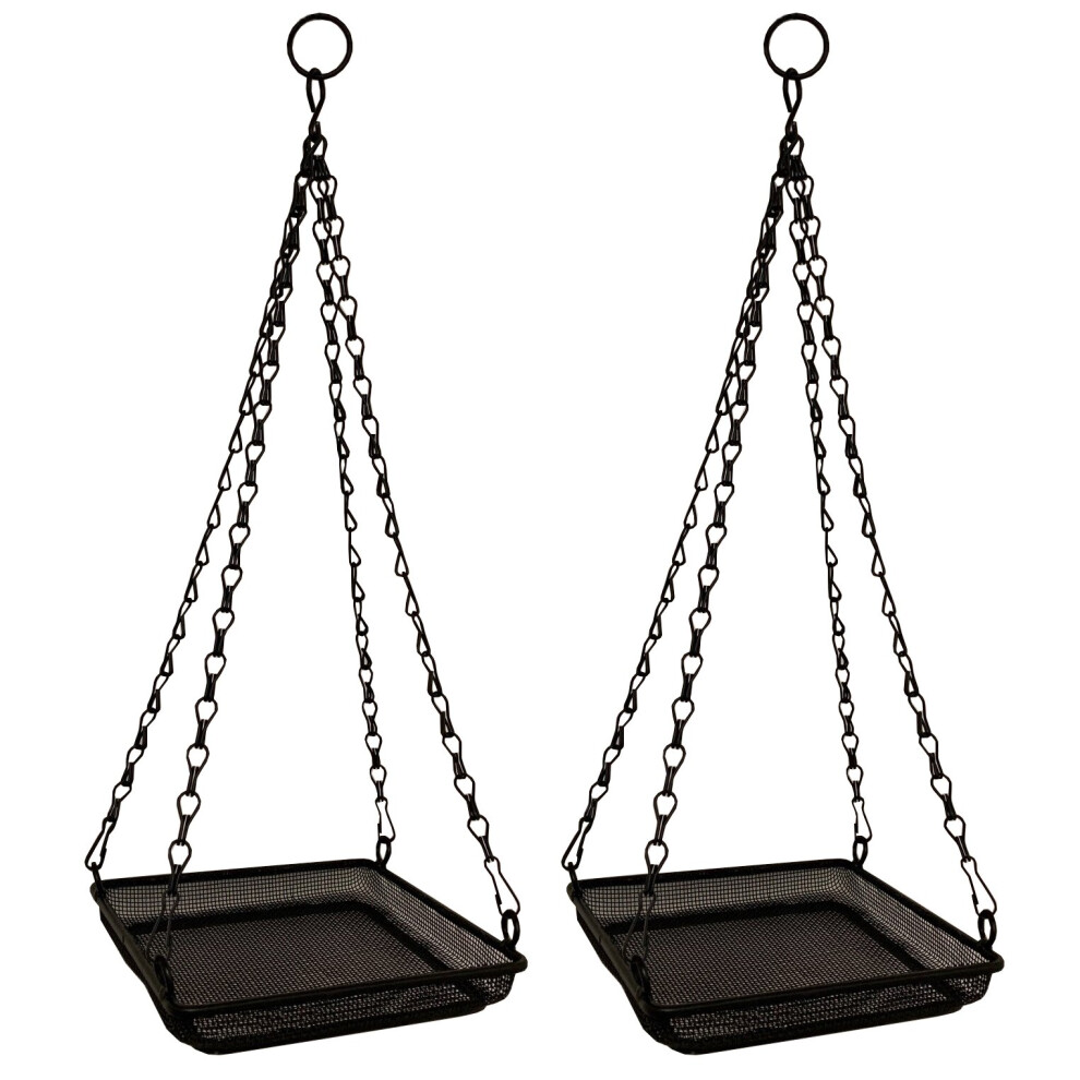 Hanging Metal Bird Seed & Nut Feeder Tray (Pack of 2)