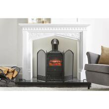 Fire Screen Spark Guard Filigree Tri Fold Black Freestanding