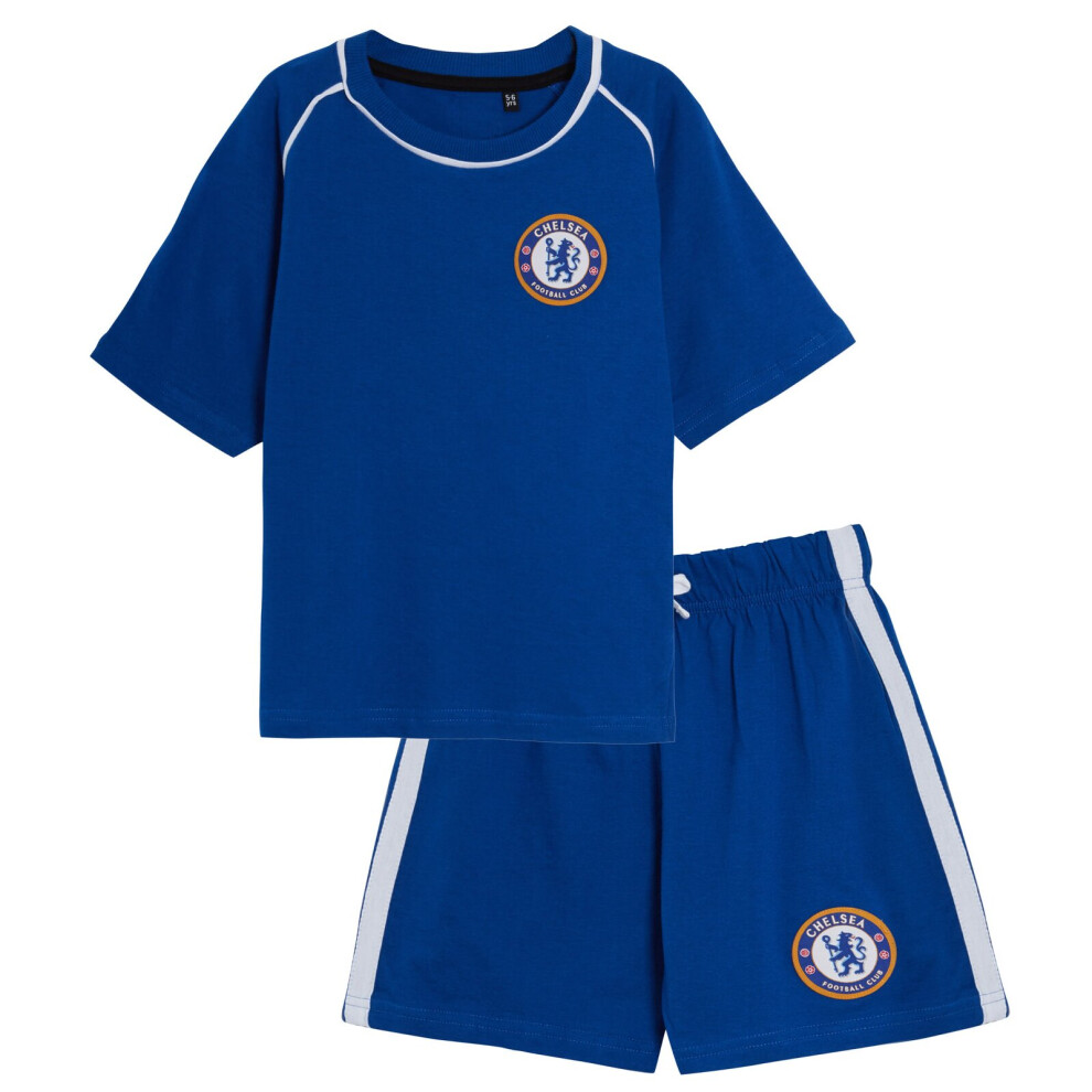 (7-8 Years) Kids Chelsea FC Short Pyjamas Boys Premiership Football Club Kit Shorts T-shirt