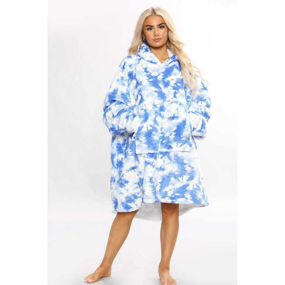 (Tie-Dye) New Hooded UK Stock Wearable Blanket Robe Cuddle Snuggle Hoodie Warm Plush Coat