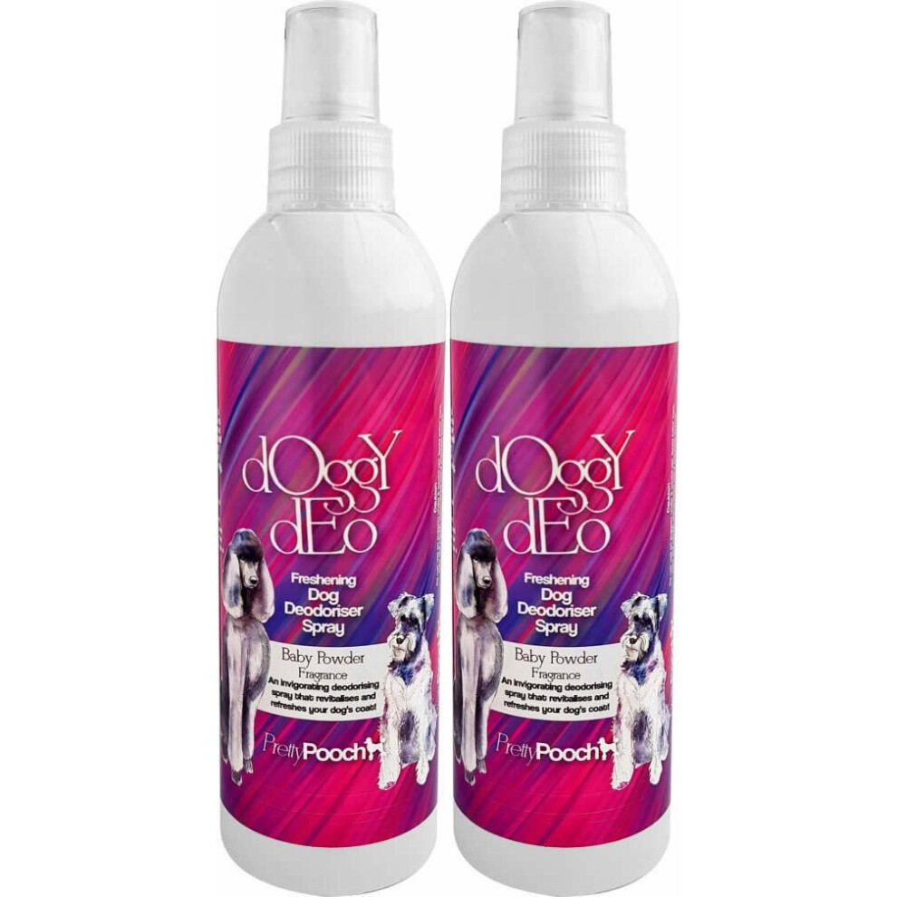 (2) Pretty Pooch Dog Deodoriser Baby Powder Fragrance