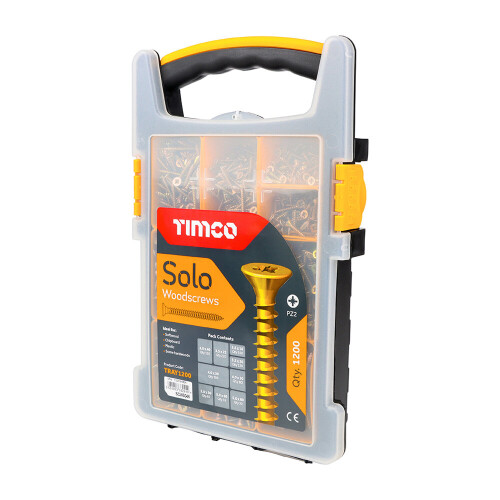 TIMco Solo Woodscrews Mixed Case Containing 1200 Screws