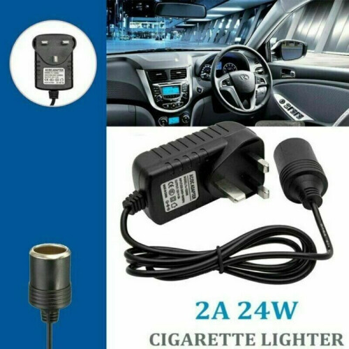 Car Cigarette Lighter 240V Mains Plug to 12V Socket Adapter AC/DC 2