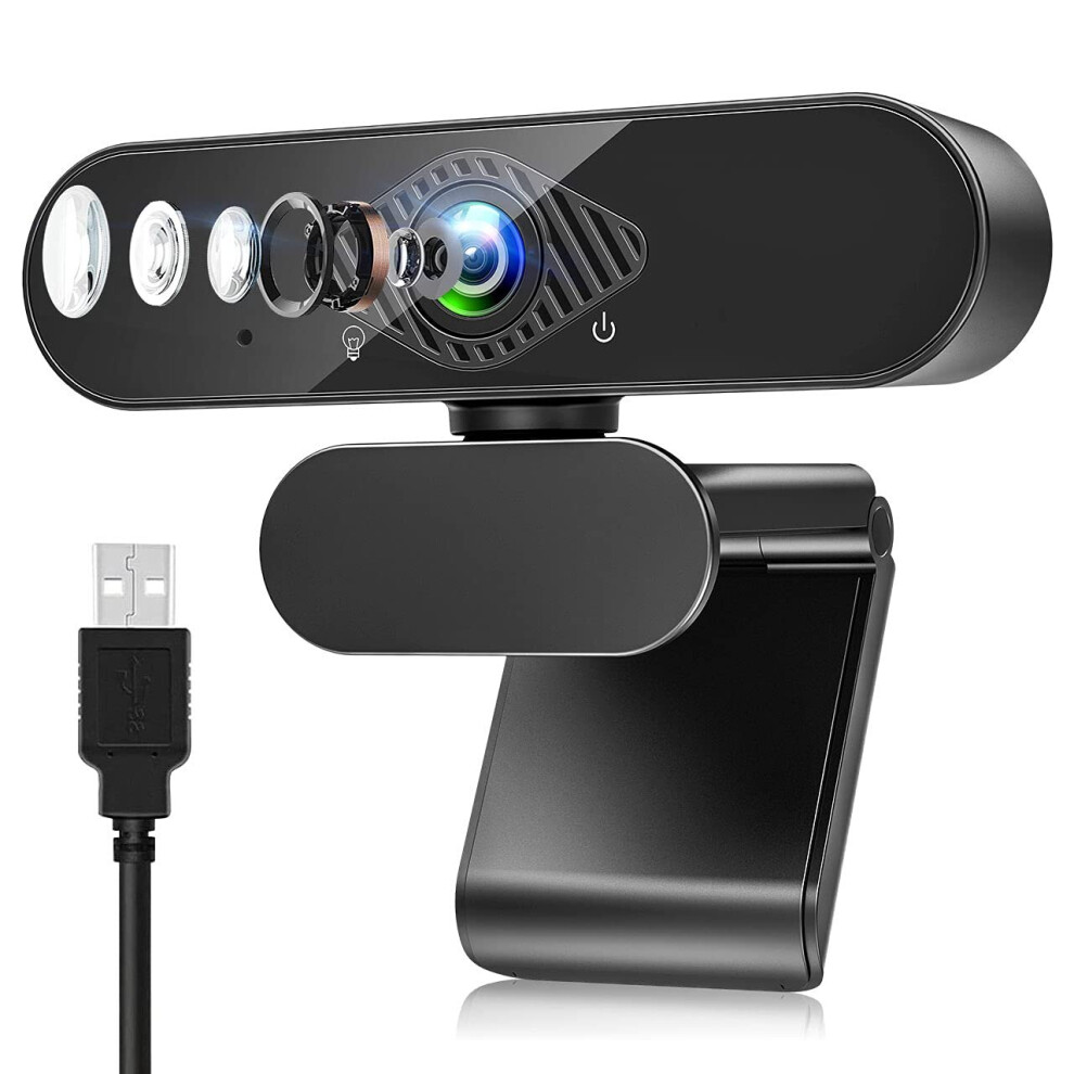 USB Webcam, 1080P Streaming Webcam with Microphone for PC,MAC, Laptop, Plug and Play Web Camera for Youtube,Skype Video Calling, Studying, Conference