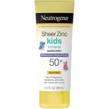 Neutrogena Kids Protector Solar Mineral Sheer Zinc, SPF 50, Resistente al Agua 80 Min, Sin Fragancia
