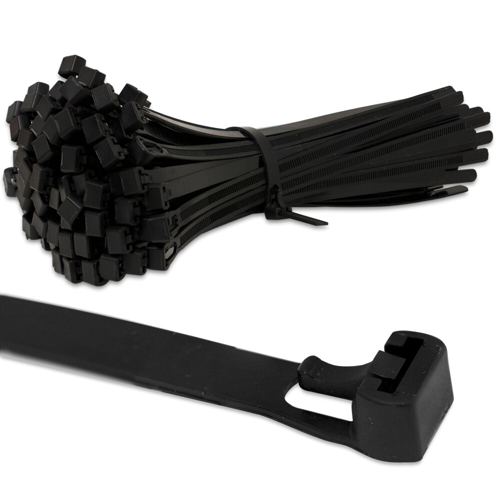 (White / Natural, 7.4Mm X 200Mm) Releasable Cable Ties - Black / Natural - Pack Of 100 5060643730493