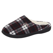 (Red, UK 8) Strong Souls Mens Memory Foam Slippers Open Back Fleece Lined Mules House Shoes