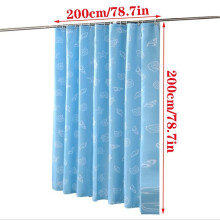 (200*200cm/78.7*78.7in) Curtain With Hooks Bathroom Waterproof Mediterranean Blue Printing Shower