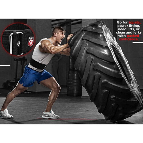 (Large, Grey) RDX Weight Lifting Belt, Adjustable Back Support 1