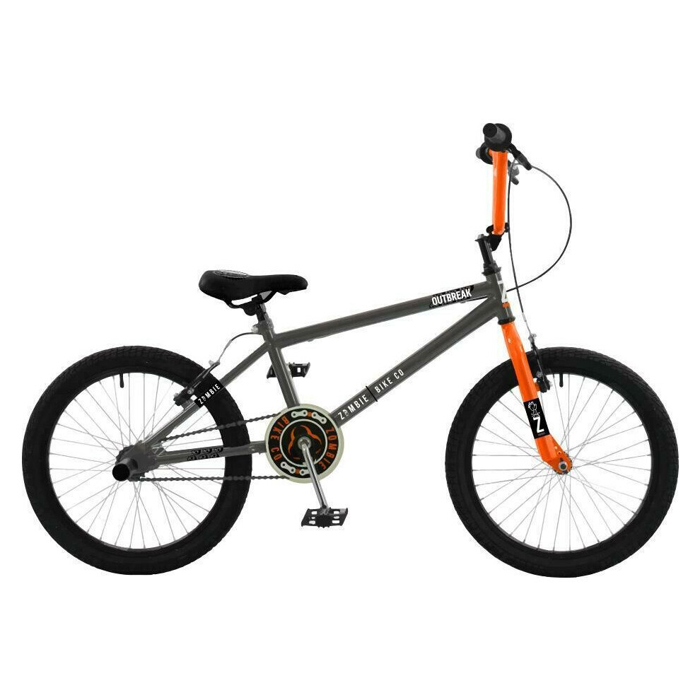 Zombie Outbreak BMX Bicycle Boys 20" Wheel Stunt Style Grey/Orange