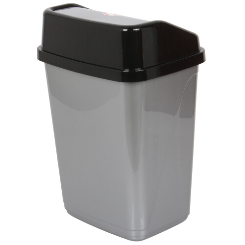 10 Liter Swing Bin Lidded Dustbin. Plastic Rubbish Waste Bin. (Silver) 2