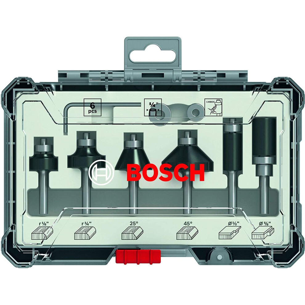 Bosch Trim And Edging 1/4 Inch Shank Router Bit Set - 6 Piece