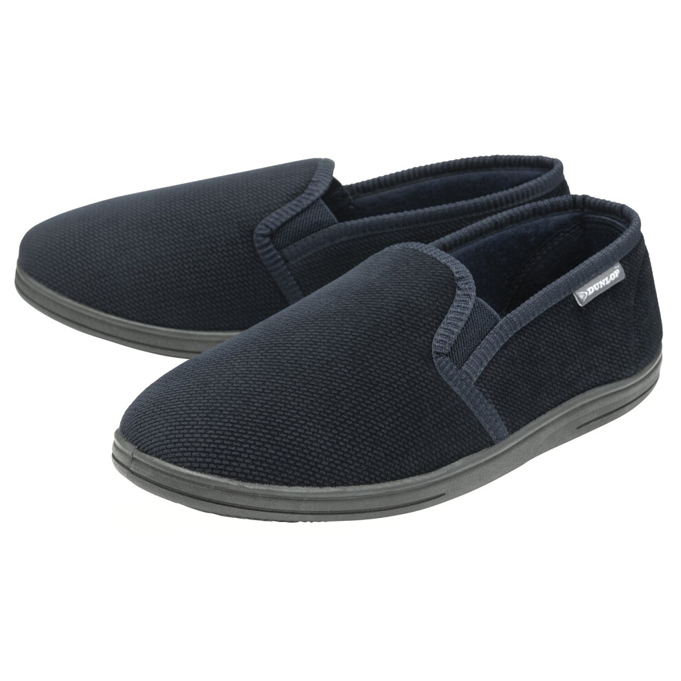 (10 UK, Navy) House Slippers for Men | Dunlop | Memory Foam | Indoor Home Bedroom