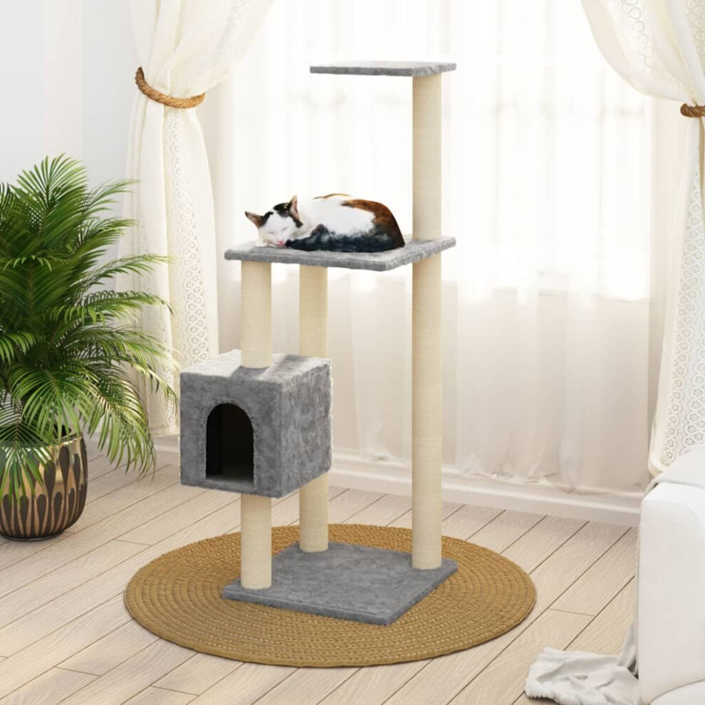 (Light grey) vidaXL Cat Tree with Sisal Scratching Posts 104cm Cat Play Tower Multi Colours