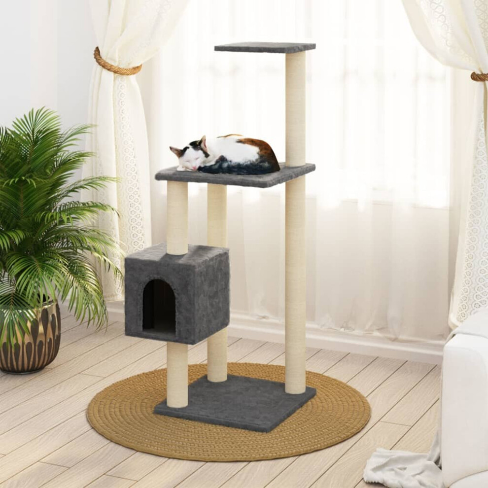 (Dark grey) vidaXL Cat Tree with Sisal Scratching Posts 104cm Cat Play Tower Multi Colours