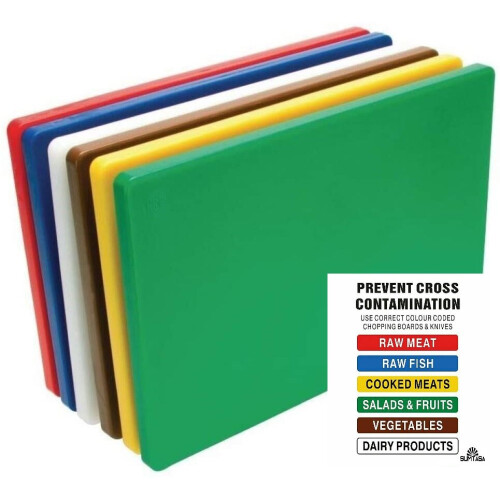 Extra Thick Colour Coded Chopping Board Strong Boards 6pcs - 12x18