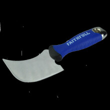 FAITHFULL Professional Quarter Moon Window Knife - 100mm Crescent Blade, Stainless, UPVC Bead Removal, Non-Slip Soft Grip Handle