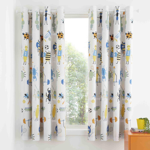 Catherine Lansfield Bug Tastic Eyelet Curtains Yellow 66" x 72"