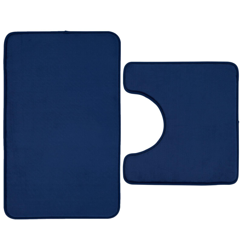Antibacterial Memory Foam Bath & Ped Mat Navy