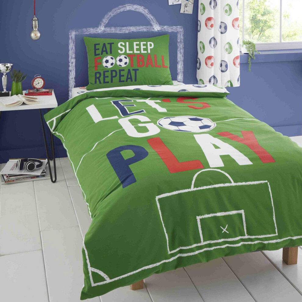 Catherine Lansfield Eat Sleep Football Duvet Cover Double Green