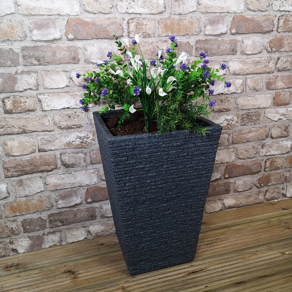 Tall Ash Coloured Slate Effect Square Garden Planter