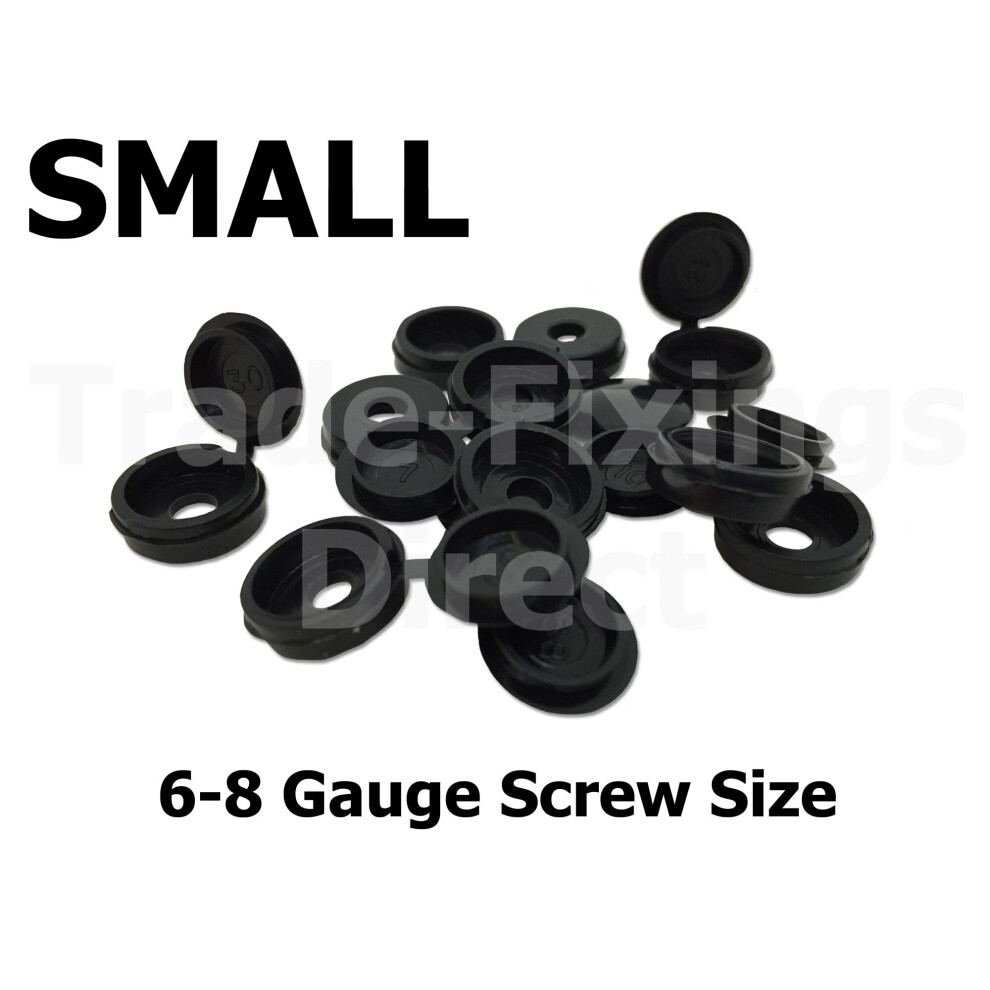 Pack of 50 Black Hinge Screw Cover Caps to Fit 3.5-4.0mm Screws