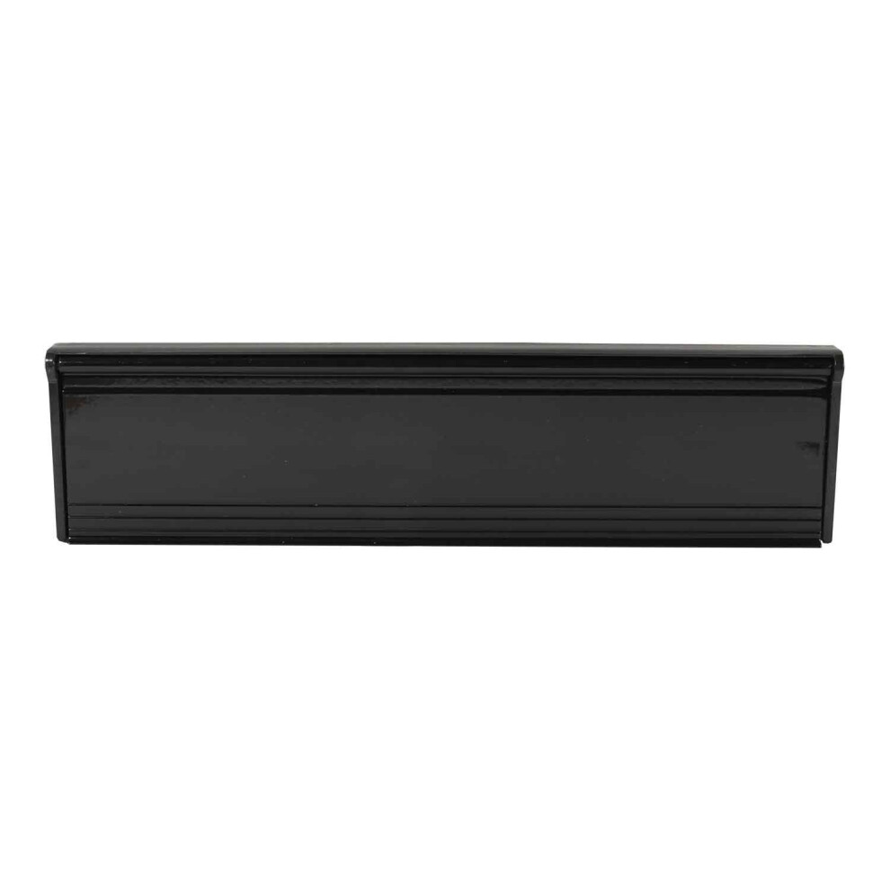 (Black) Letterbox Draught Excluder Seal Brush Flap Letter Box Metal Weather Cover