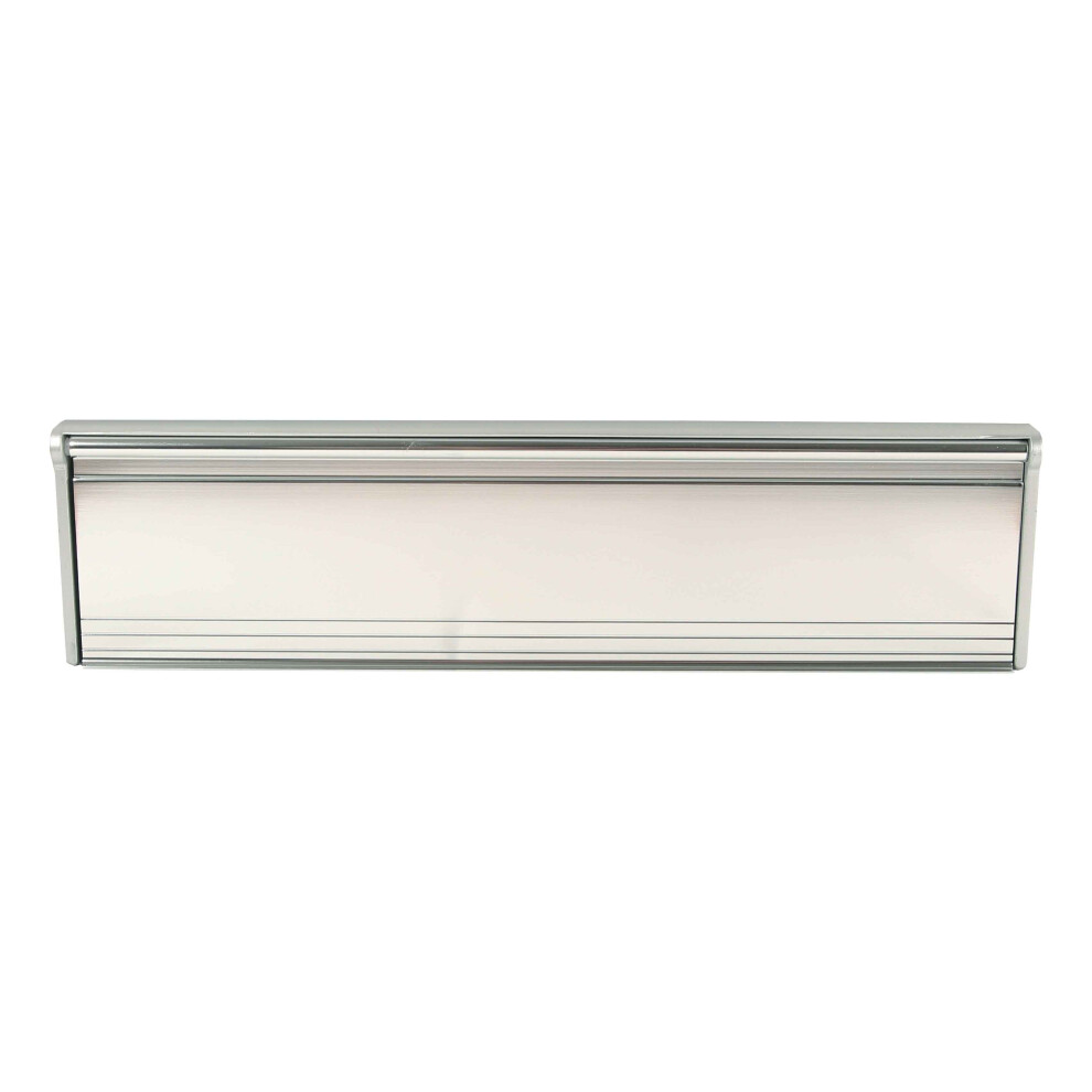 (Chrome Effect (Shiny)) Letterbox Draught Excluder Seal Brush Flap Letter Box Metal Weather Cover