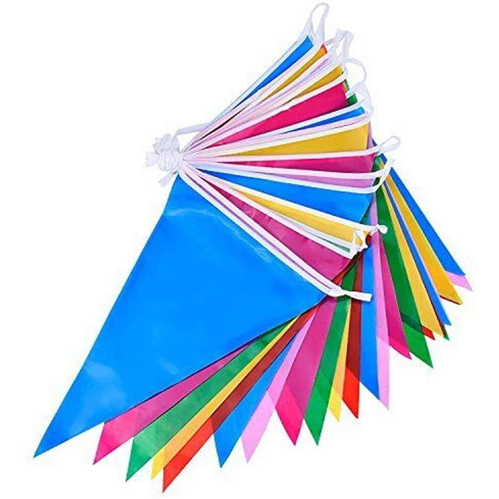 SHATCHI Multicolour Flags Triangle Bunting Pennant Banner Birthday Wedding Anniversary Celebration Baby Shower Indoor/Outdoor Street Party Decorations