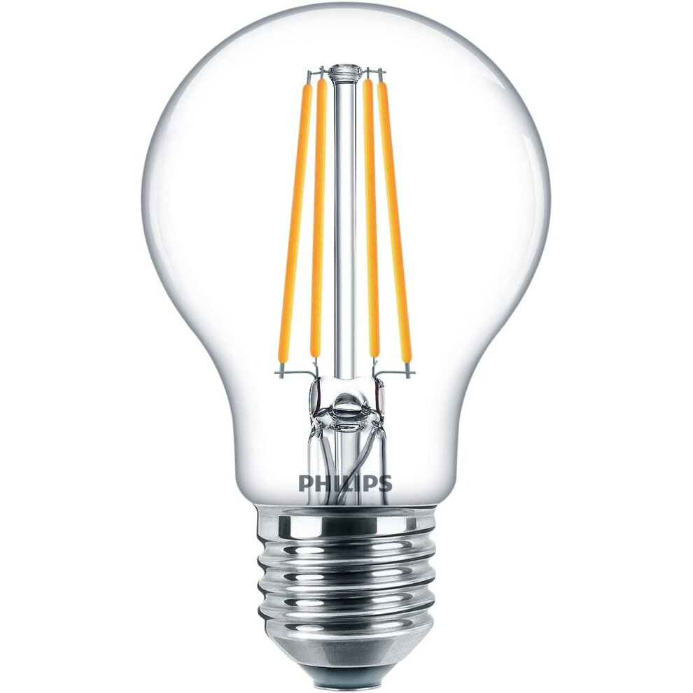 Philips LED Classic A60 Light Bulbs 6 Pack [E27 Edison Screw] 7W - 60W Equivalent - Warm White (2700K), Non Dimmable