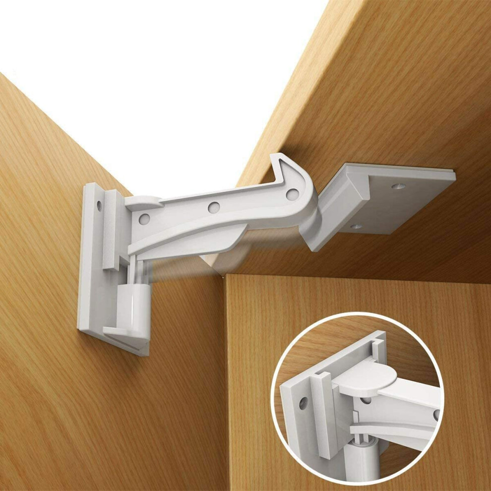 Child Safety Cupboard Locks, Slick Invisible Spring No Drill Children Baby Proof Safety Latches for Kitchen & Bedroom Cabinets & Drawers with & 3M Adh