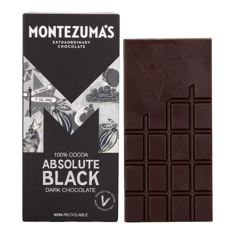 Montezuma's Chocolate Montezuma's Absolute 100% Cocoa Chocolate Glutenfree And Vegan 90G Bar Black/Dark