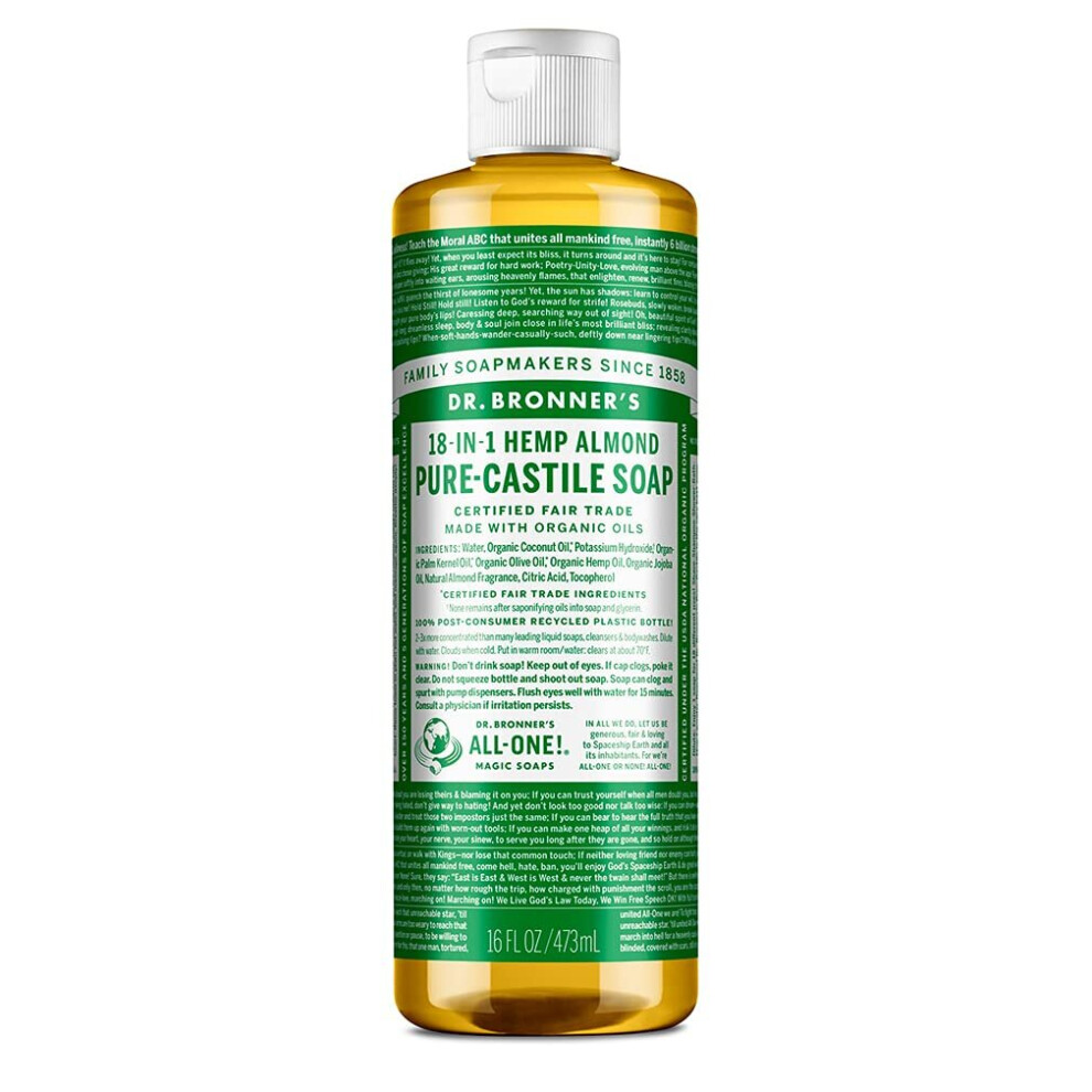 Dr. Bronner's Organic Almond Pure-Castile Liquid Soap, 473 ml