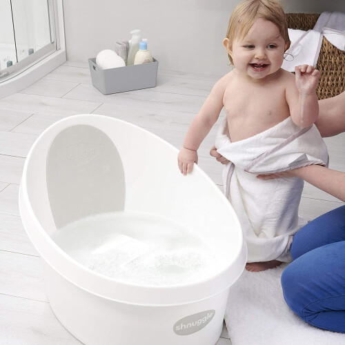 Shnuggle Shnuggle Toddler Bath - White with Light Grey Backrest
