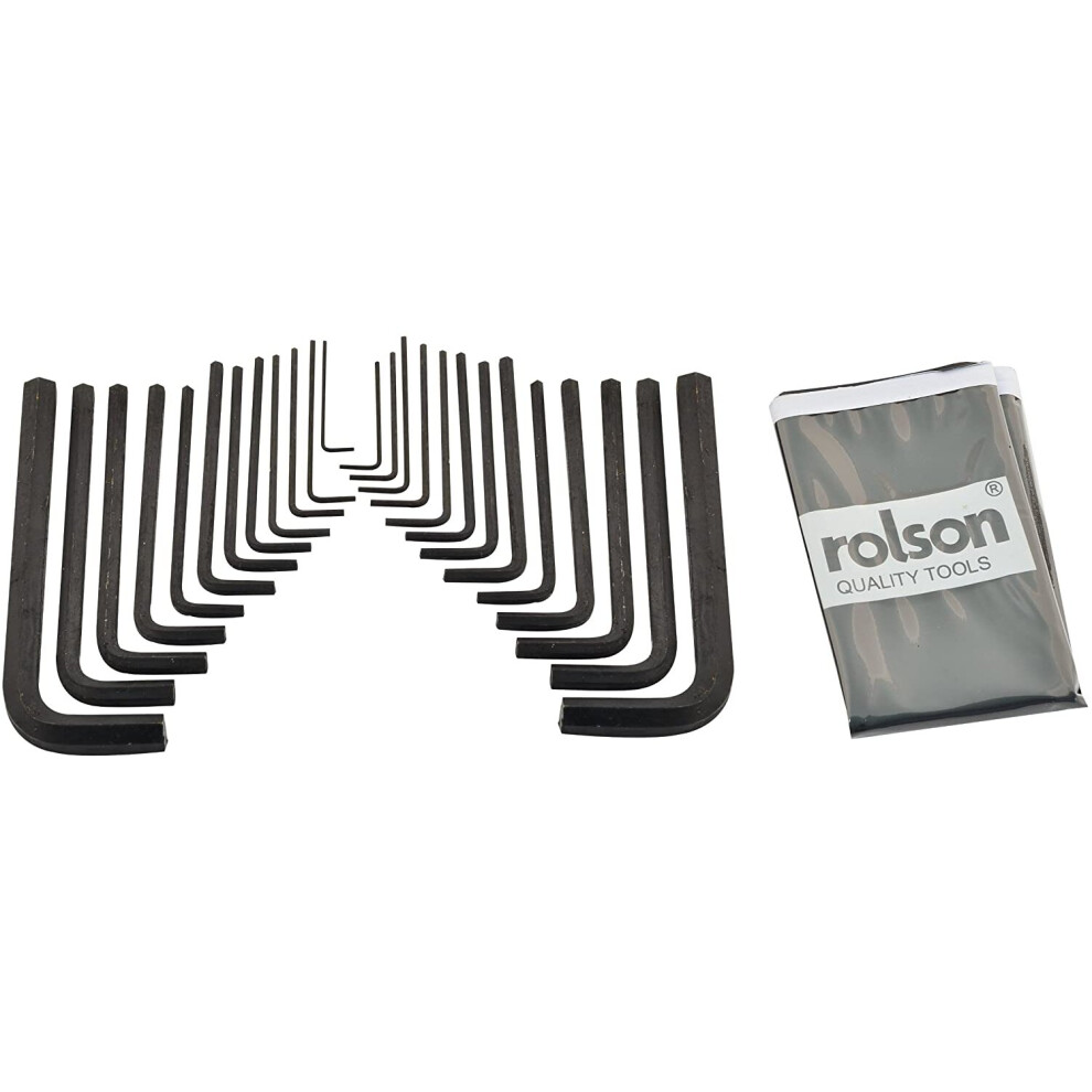 Rolson 40339 Hex Key Wrench Set 25pc Allen Keys Long Arm Imperial + Short Arm Metric