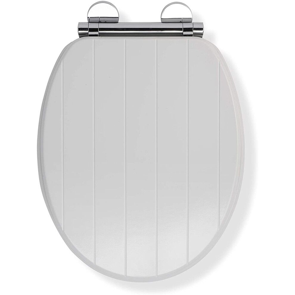 Croydex WL601122H Flexi-Fix Portland Always Fits Never Slips Slow Close Anti Bacterial Toilet Seat, Wood, White, 45.5 x 37.5 x 6 cm