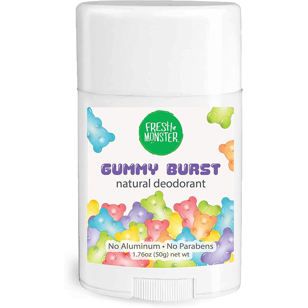 Fresh Monster Natural Deodorant For Kids And Teens | Aluminum Free, Paraben Free, Hypoallergenic | Gummy Burst Scent (1.76Oz)