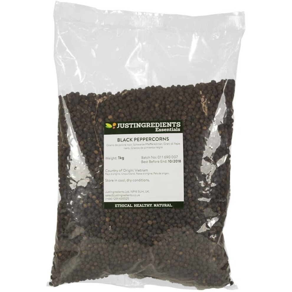 JustIngredients Essentials Black Peppercorns, 1 kg