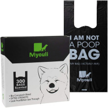 Miyouli 300 Counts Extra Thick Black Biodegradable Pet Poop Waste Bags With Handles for Dogs, Ocean Wind-Scented