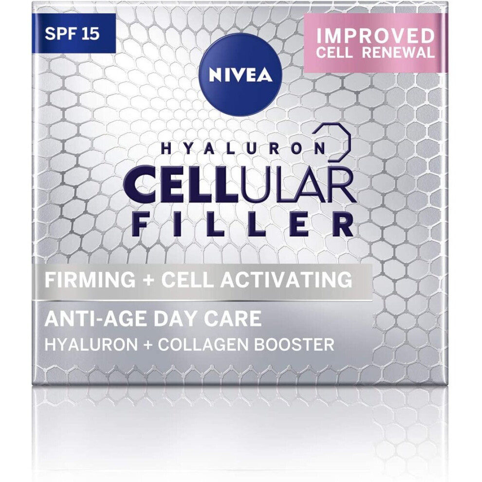 NIVEA Hyaluron Cellular Filler Anti-Age Day Cream SPF 15 (50ml), Anti Wrinkle Cream with Hyaluronic Acid, Anti Aging Face Cream, Day Cream for Women